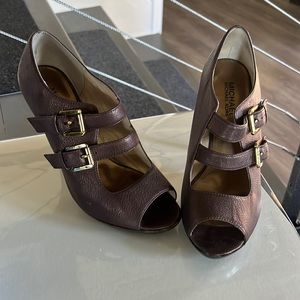 RARE Michael Kors Peep Toe Maryjane’s! COPPER Size 8